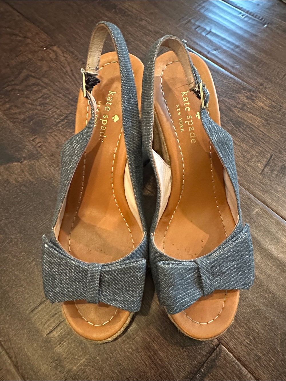 kate spade Denim Bow Slingback Sandals in Blue